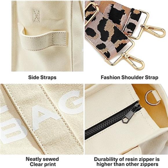 The Tote Bag for Women with Zipper,Large/Medium/Small Size,Canvas/PU leather/EVA - Picture 5 of 7